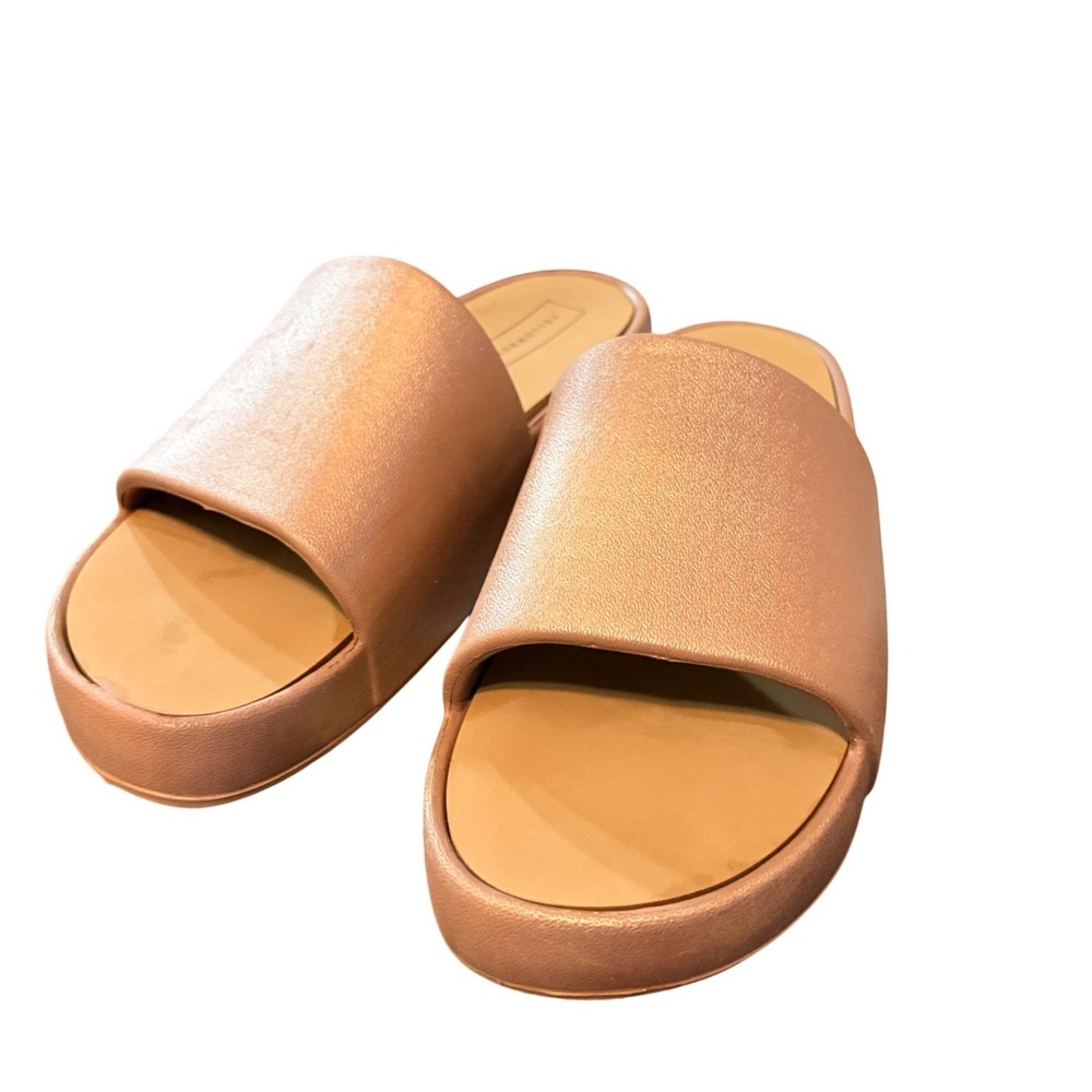 Yellowbox Gold Tone Chunky Slides Platform Size 10 Thick Trending Bling